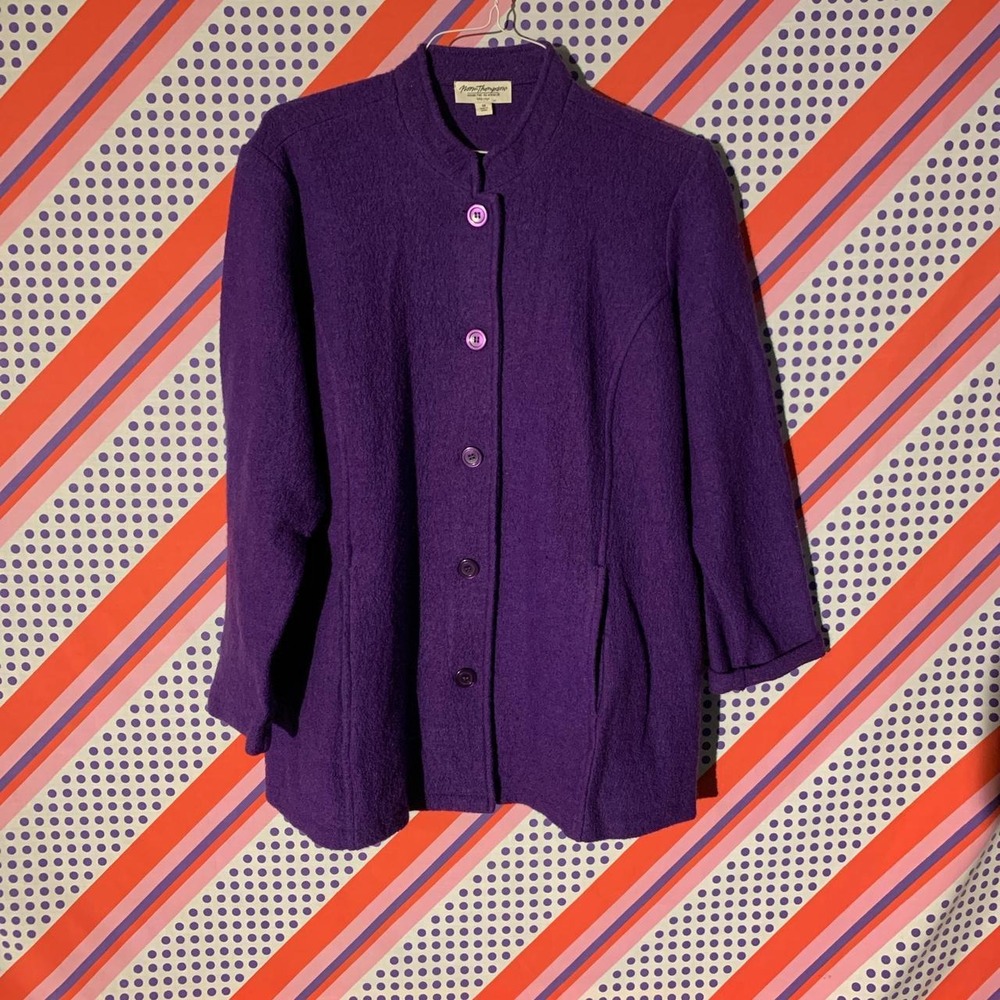 Norm Thompson Purple Vintage Button Up Jacket Whimsical Retro 90s Womens XL 1X